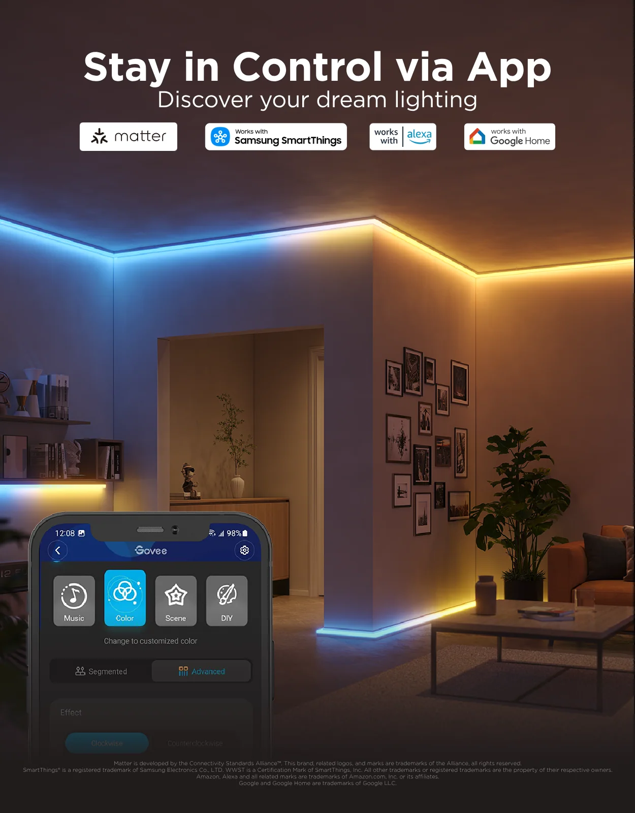 CA-GOVEE Govee RGBIC LED Strip Lights with Covers - Image 7
