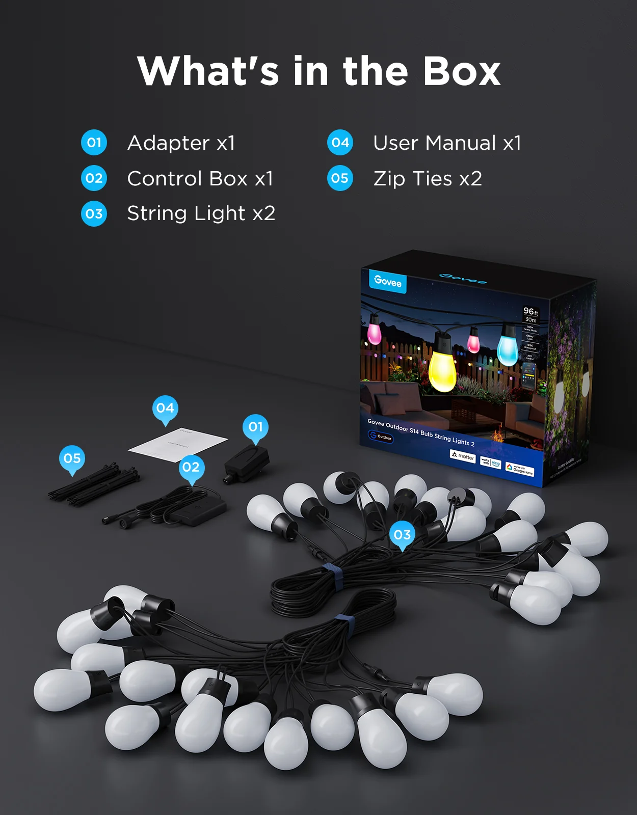 Refurbished Govee Smart Outdoor S14 Bulb String Lights 2 - Image 9