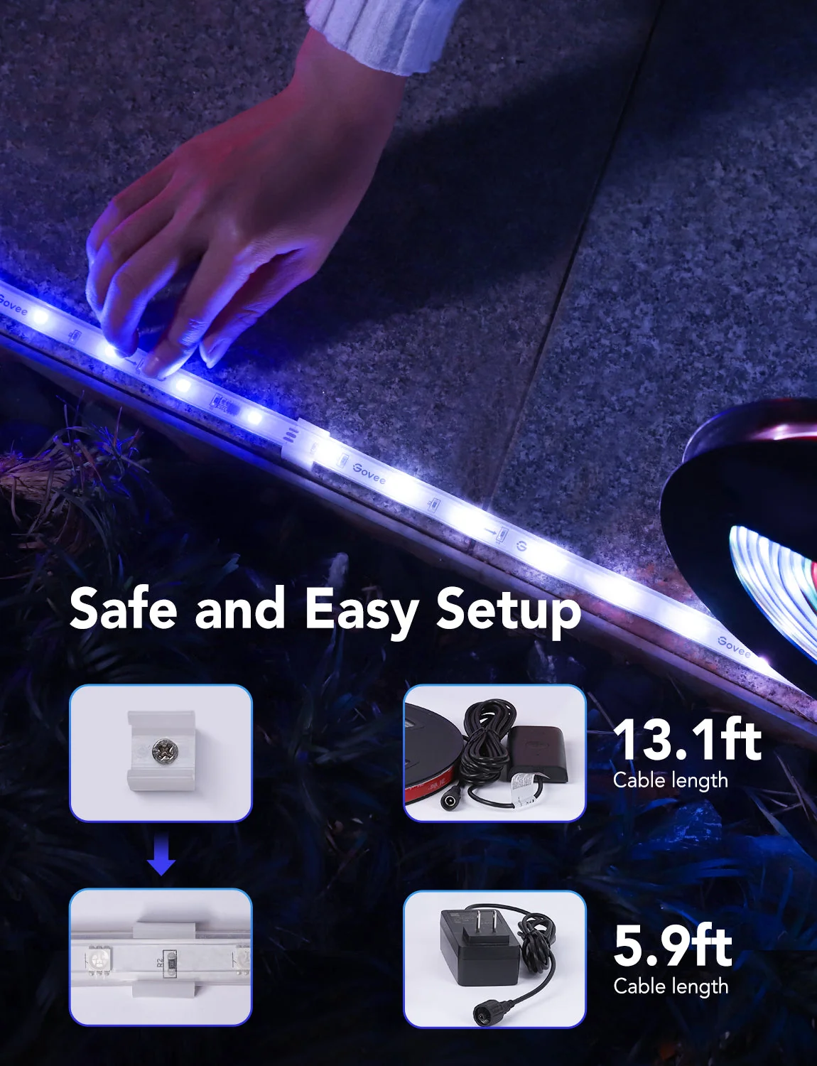 Refurbished Wi-Fi RGBIC Outdoor Strip Lights - Image 15