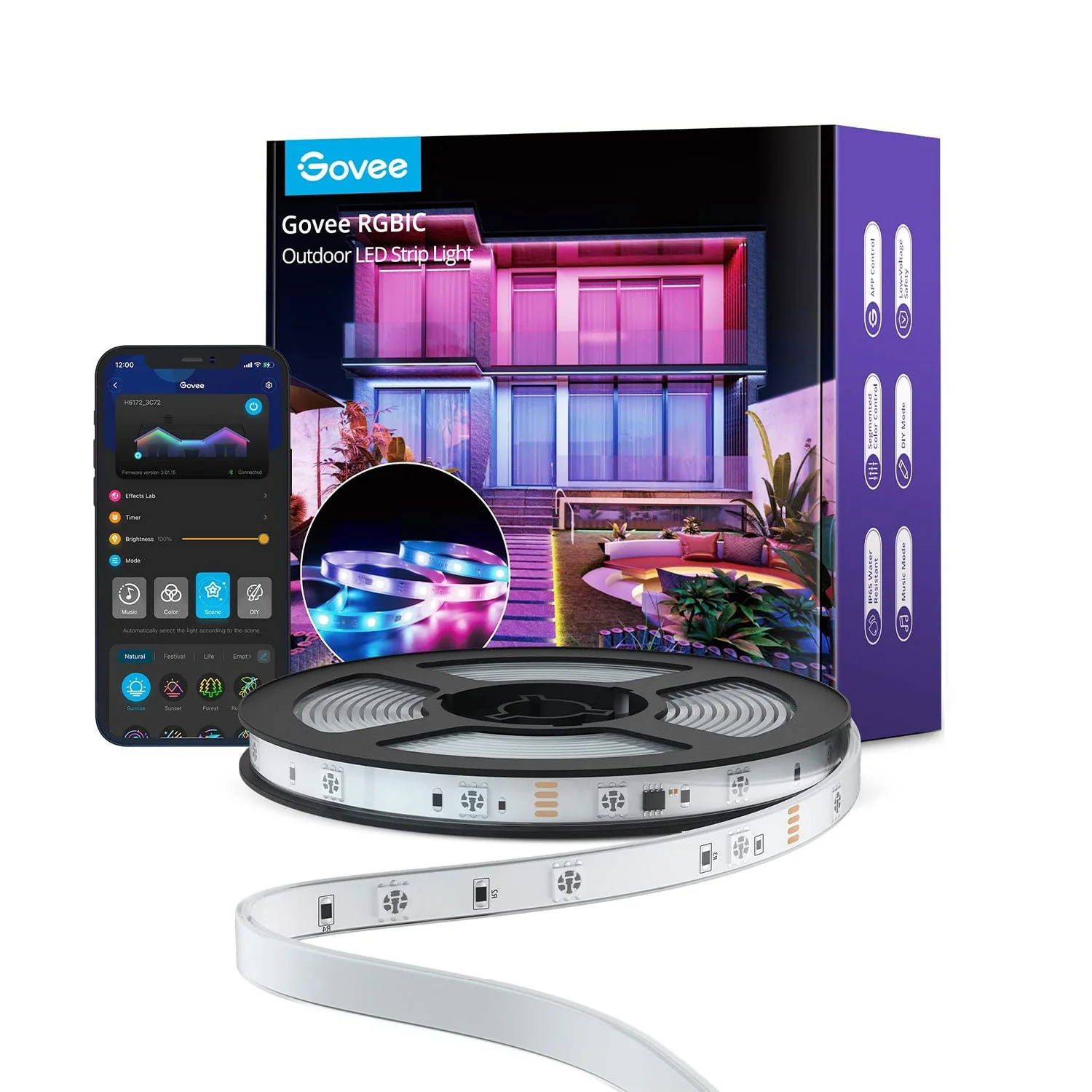 Refurbished Wi-Fi RGBIC Outdoor Strip Lights