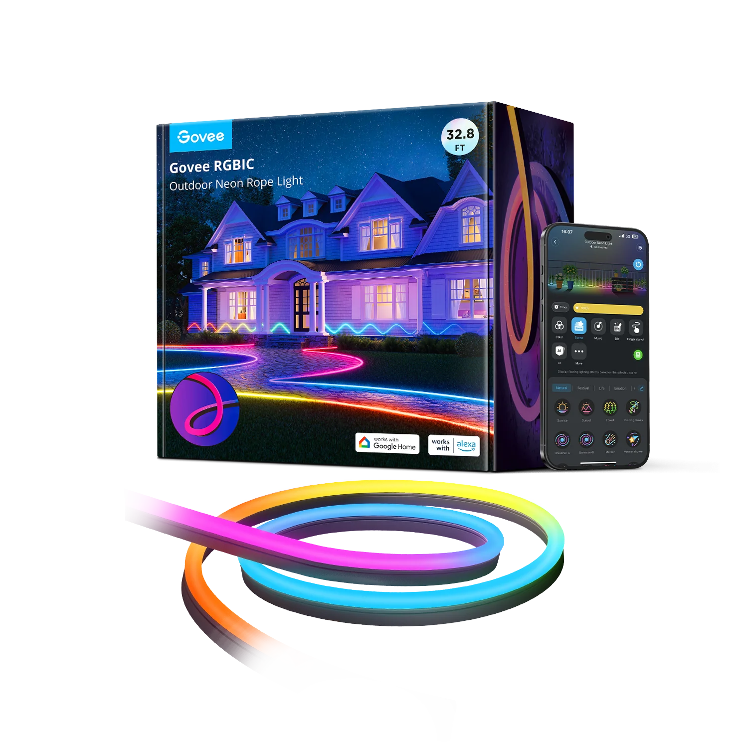 Refurbished Govee RGBIC Outdoor Neon Rope Light