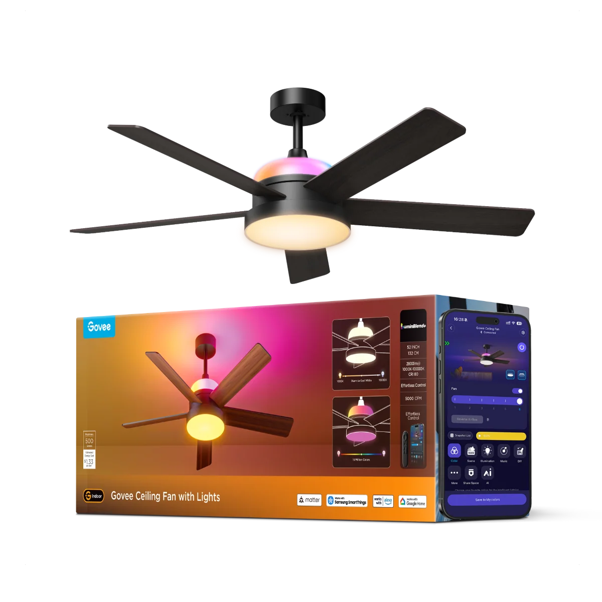 CA-GOVEE Govee 52 Inch Ceiling Fan with Lights
