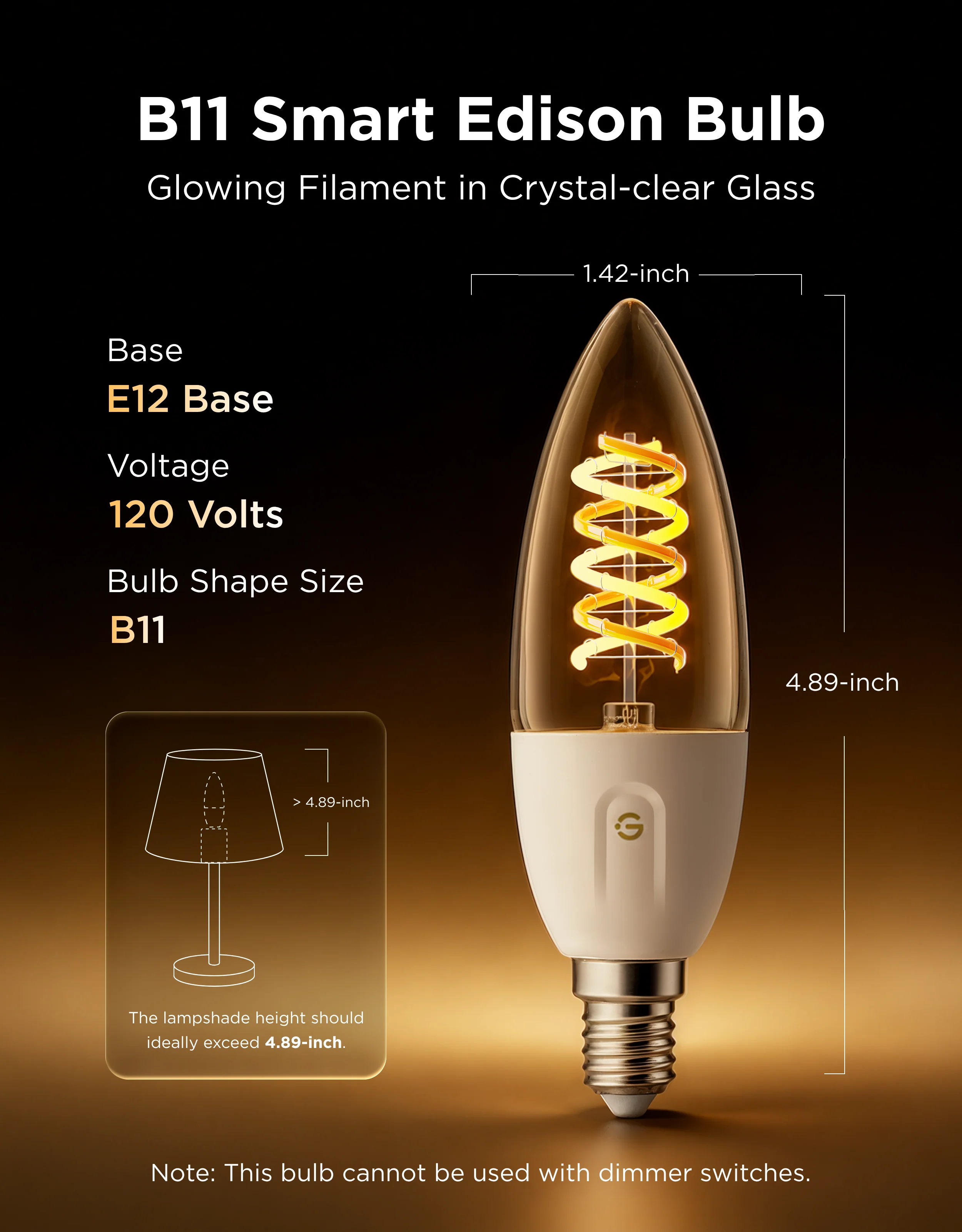 CA-GOVEE Govee E12 Smart Edison Candle Light Bulb 330lm - Image 11