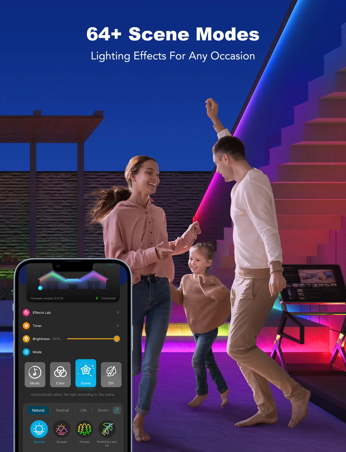 Refurbished Wi-Fi RGBIC Outdoor Strip Lights - Image 4