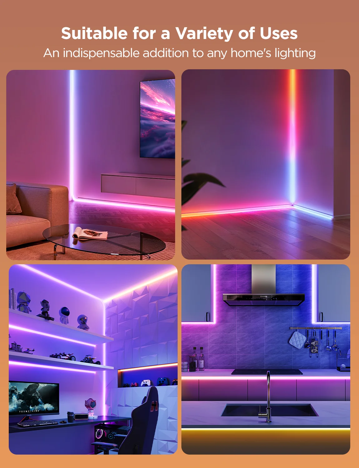 Refurbished Govee Neon Rope Light for Wall Lining - Image 5